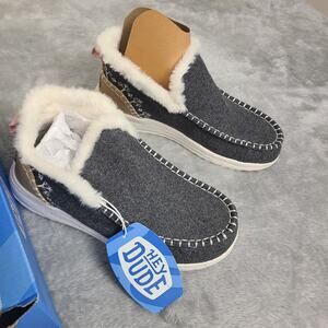 Hey Dude Denny‎ Wool Faux Shearling Boot Slip On Comfy Womens Size 7 NIB